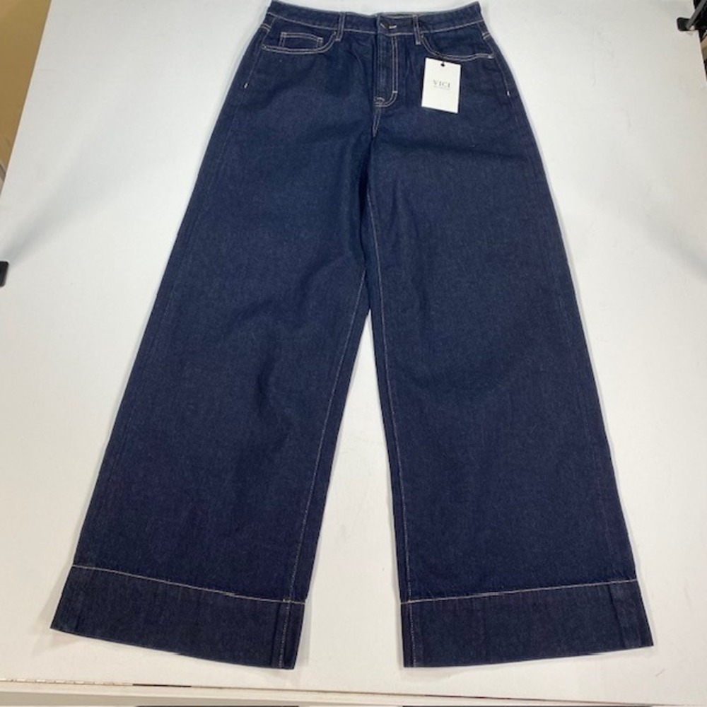 Wide Leg‎ Denim Jeans Size 29 High Rise VICI LOS ANGELES Dark Wash